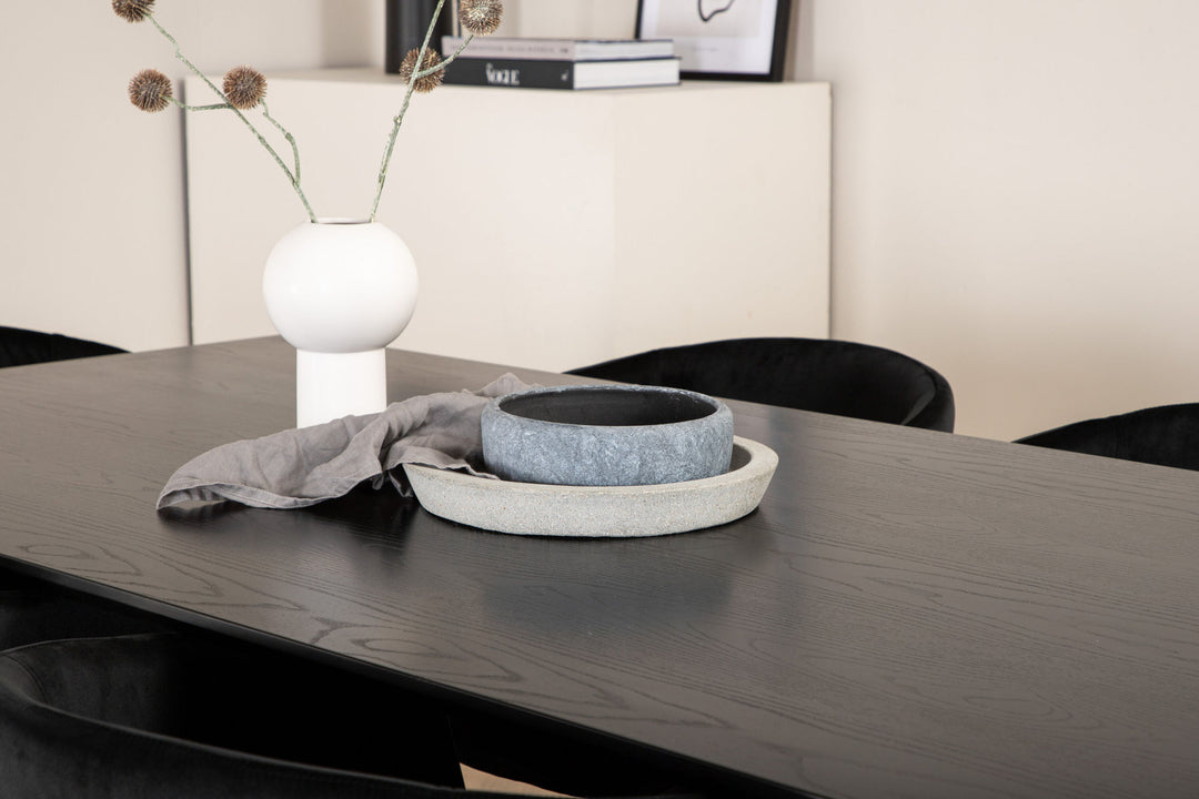 Venture Home Piazza Dining Table - Black / Black Veneer+Berit Chair - Black / Black Velvet_6