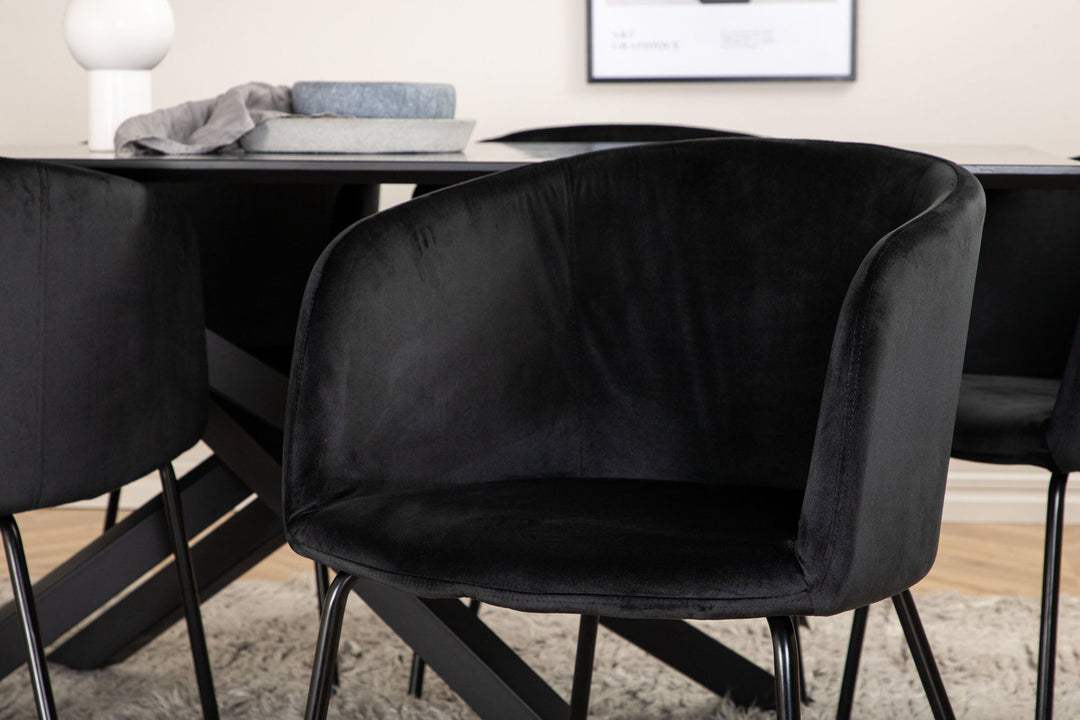 Venture Home Piazza Dining Table - Black / Black Veneer+Berit Chair - Black / Black Velvet_6
