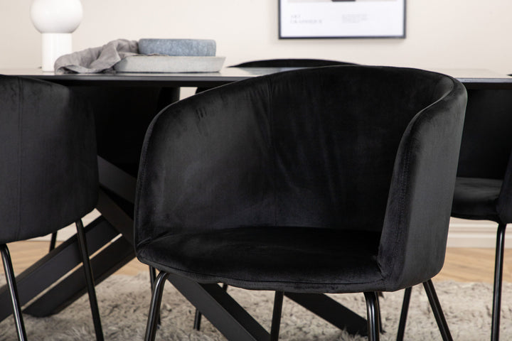 Venture Home Piazza Dining Table - Black / Black Veneer+Berit Chair - Black / Black Velvet_6