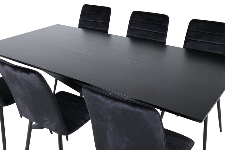 Venture Home Piazza Dining Table - Black / Black Veneer+Windu Lyx Chair - Black / Black Velvet_6
