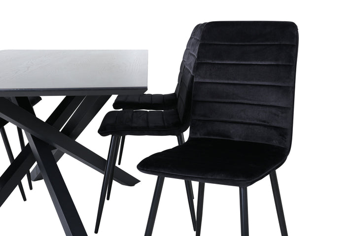 Venture Home Piazza Dining Table - Black / Black Veneer+Windu Lyx Chair - Black / Black Velvet_6