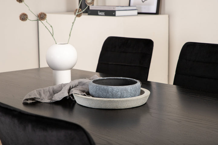 Venture Home Piazza Dining Table - Black / Black Veneer+Windu Lyx Chair - Black / Black Velvet_6