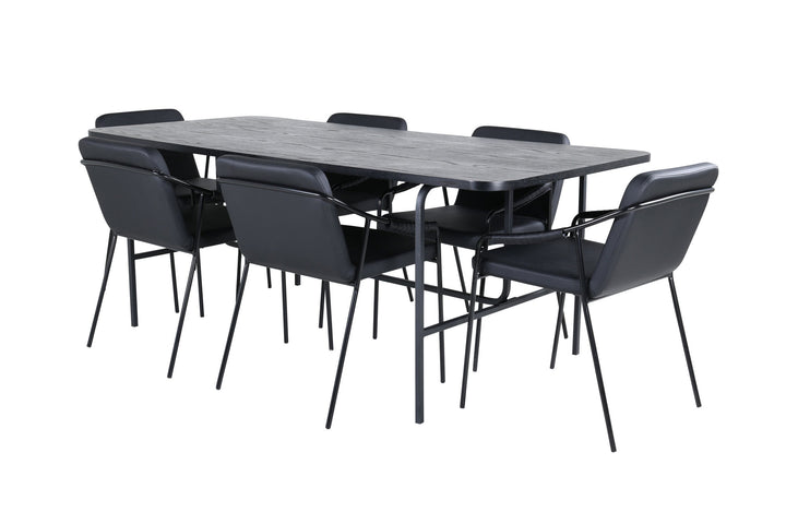 Venture Home Uno Dining Table - Black / Black Veneer+Tvist Chair - Black / Black PU_6