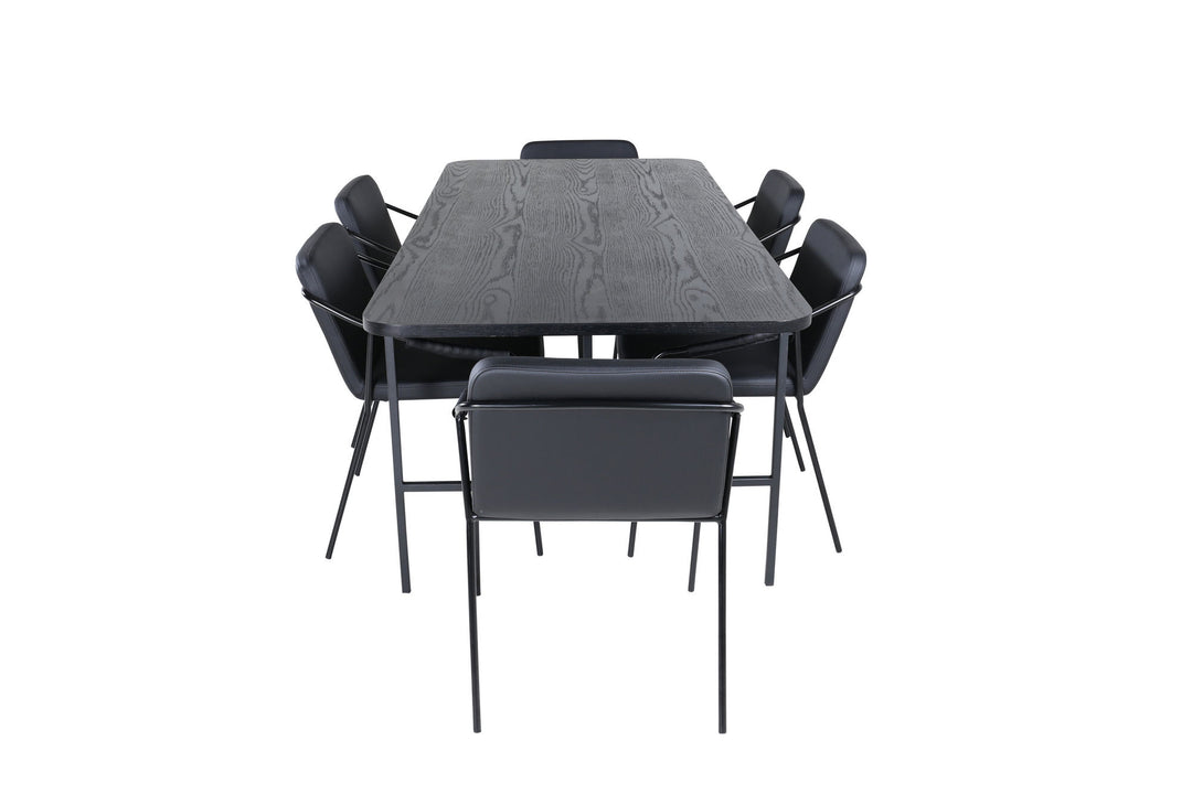 Venture Home Uno Dining Table - Black / Black Veneer+Tvist Chair - Black / Black PU_6