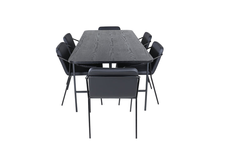 Venture Home Uno Dining Table - Black / Black Veneer+Tvist Chair - Black / Black PU_6