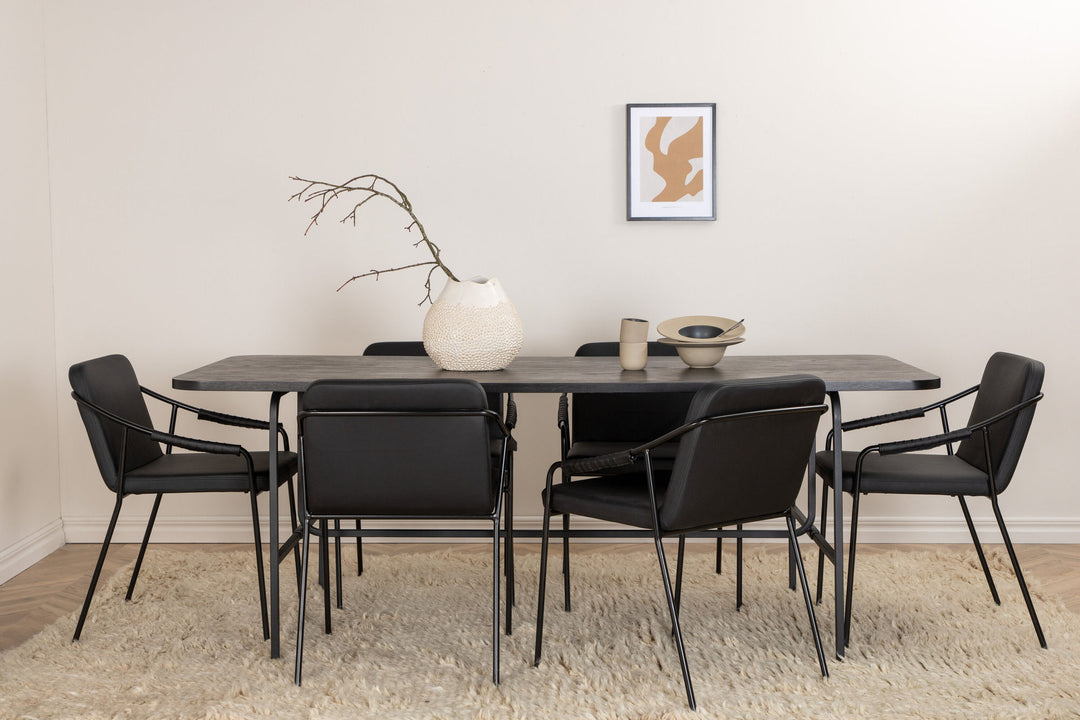 Venture Home Uno Dining Table - Black / Black Veneer+Tvist Chair - Black / Black PU_6