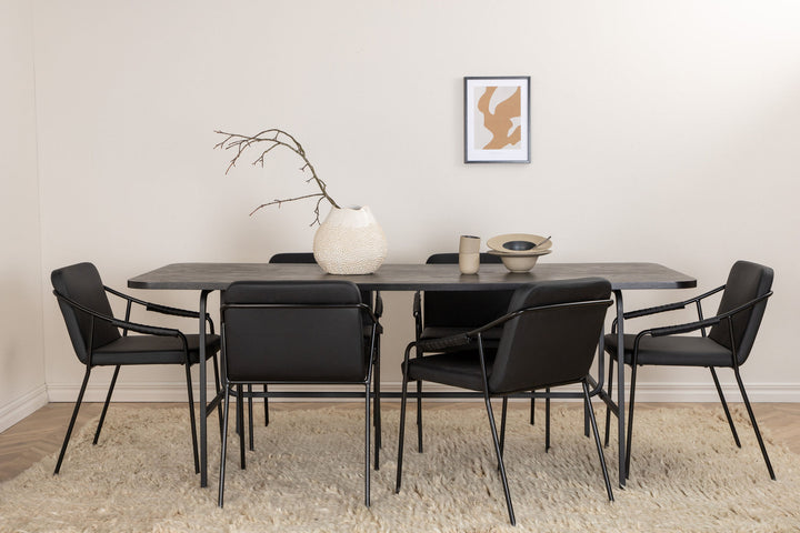Venture Home Uno Dining Table - Black / Black Veneer+Tvist Chair - Black / Black PU_6