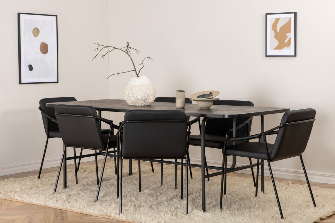 Venture Home Uno Dining Table - Black / Black Veneer+Tvist Chair - Black / Black PU_6