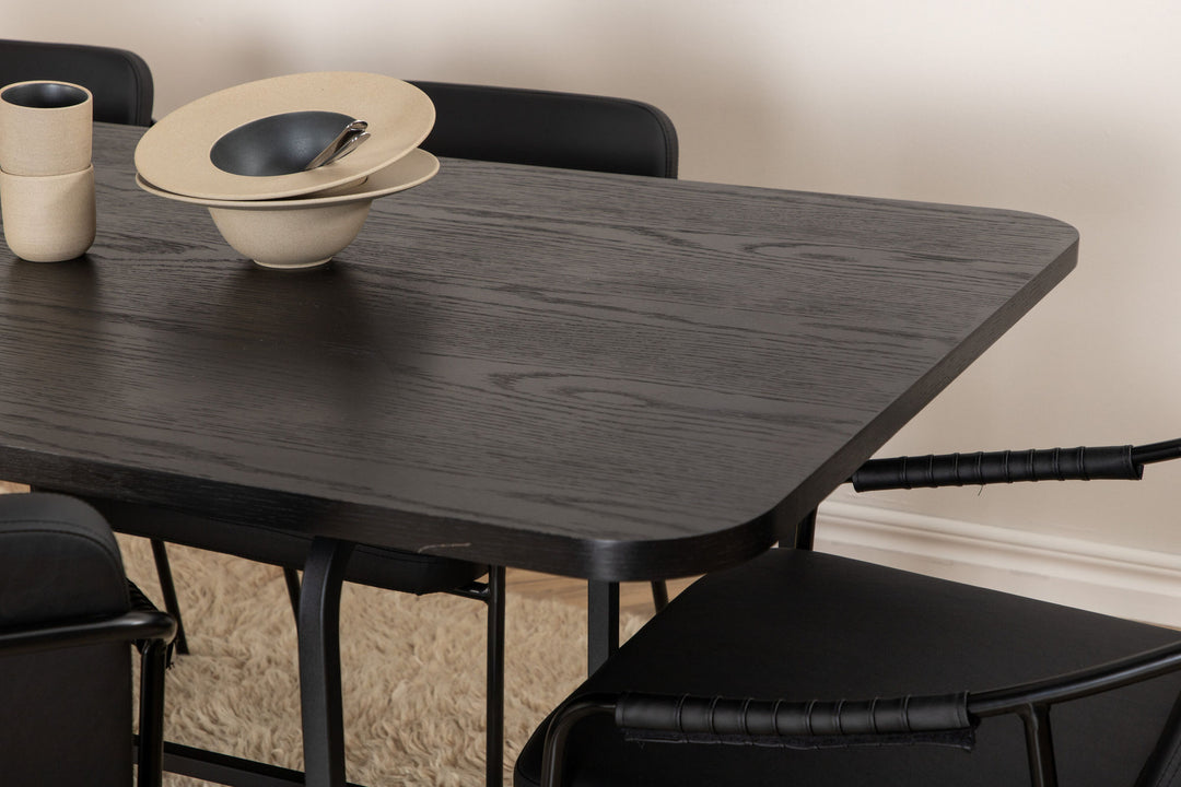 Venture Home Uno Dining Table - Black / Black Veneer+Tvist Chair - Black / Black PU_6