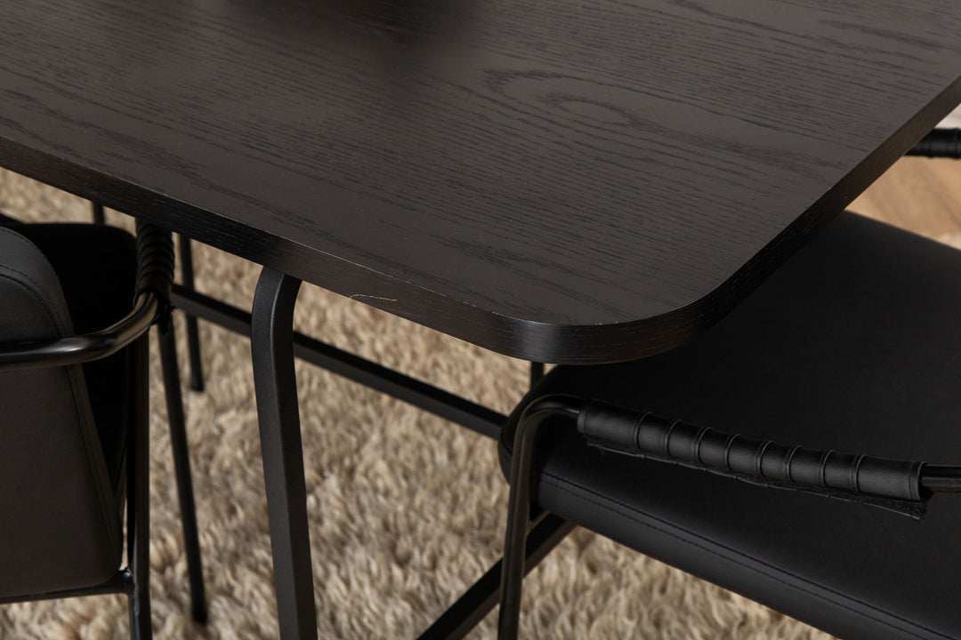 Venture Home Uno Dining Table - Black / Black Veneer+Tvist Chair - Black / Black PU_6