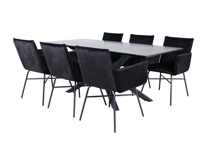 Venture Home Piazza Dining Table - Black / Black Veneer+Petra Chair - Black / Black Velvet_6