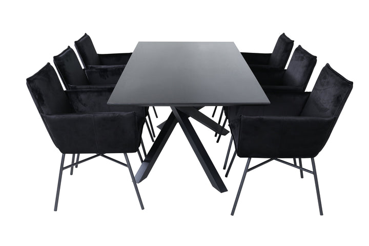 Venture Home Piazza Dining Table - Black / Black Veneer+Petra Chair - Black / Black Velvet_6
