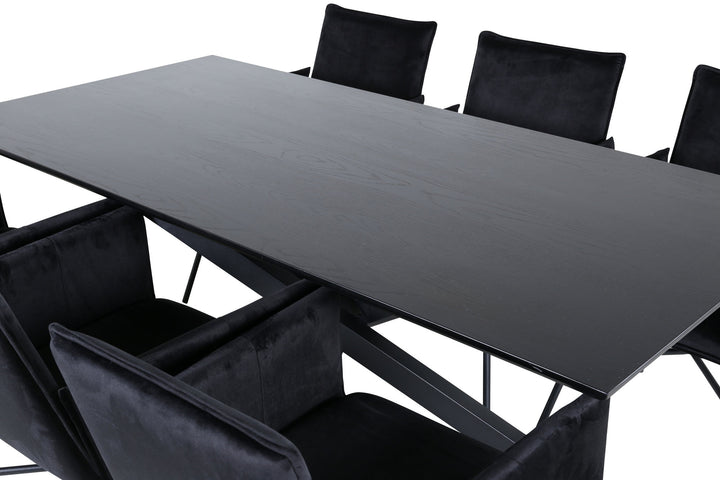 Venture Home Piazza Dining Table - Black / Black Veneer+Petra Chair - Black / Black Velvet_6