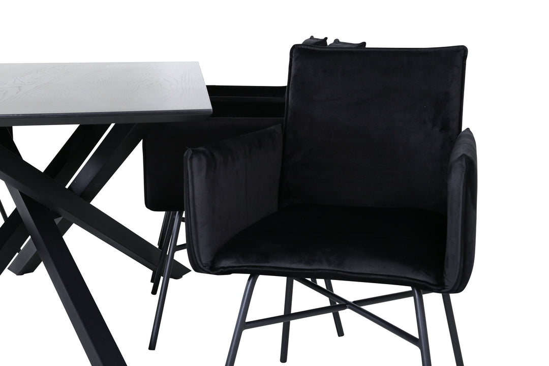 Venture Home Piazza Dining Table - Black / Black Veneer+Petra Chair - Black / Black Velvet_6