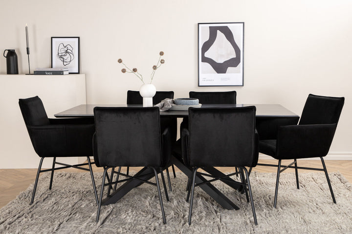 Venture Home Piazza Dining Table - Black / Black Veneer+Petra Chair - Black / Black Velvet_6