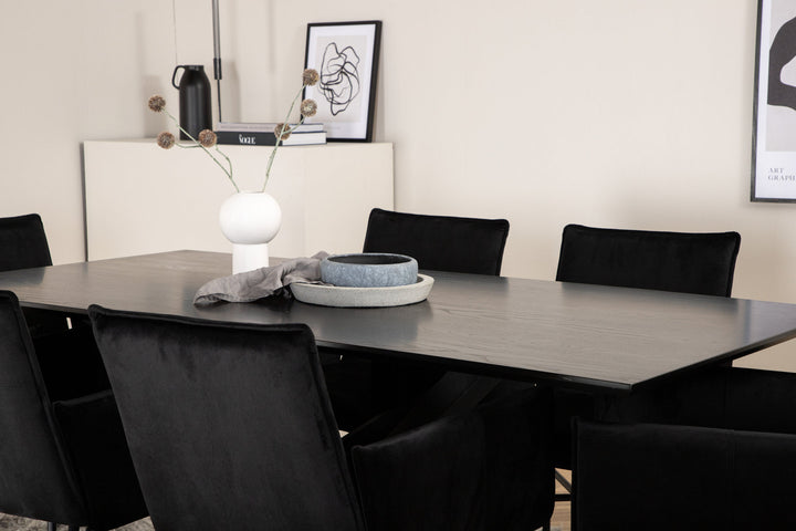 Venture Home Piazza Dining Table - Black / Black Veneer+Petra Chair - Black / Black Velvet_6