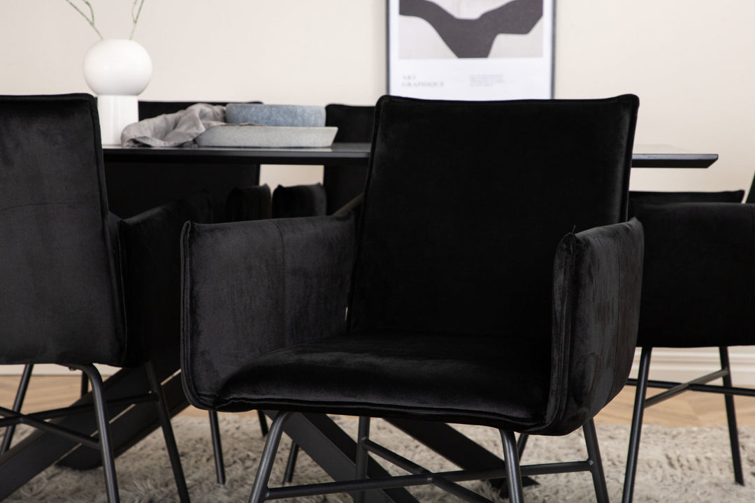 Venture Home Piazza Dining Table - Black / Black Veneer+Petra Chair - Black / Black Velvet_6