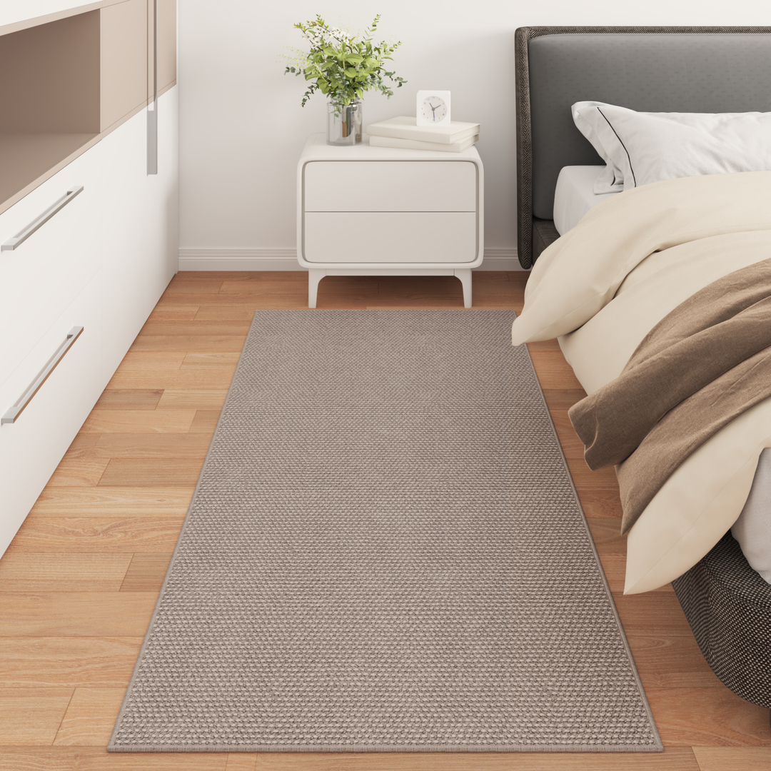 Områdetæpper Rektangulær LUGO Gråbrun 80 x 200 cm Polyester