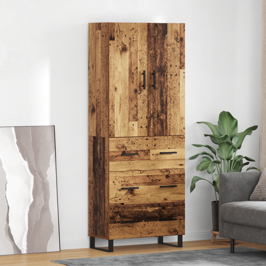 Highboard med skuffe 2 pcs Gammelt træ 69,5 x 34 x 180 cm