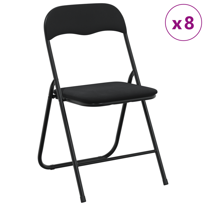 Sammenklappelig stol 8 pcs Sort 48 x 44 x 78 cm Fløjl