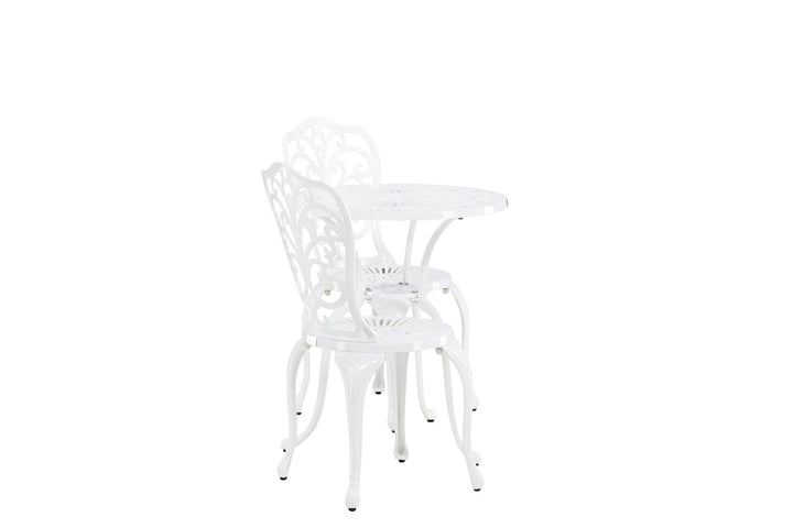 Venture Home Nandin Cafetset Aluminium - white / 2 chairs +  table ø60