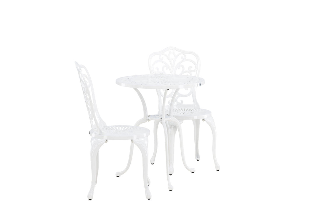 Venture Home Nandin Cafetset Aluminium - white / 2 chairs +  table ø60