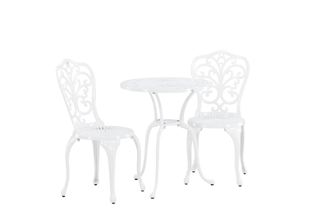 Venture Home Nandin Cafetset Aluminium - white / 2 chairs +  table ø60