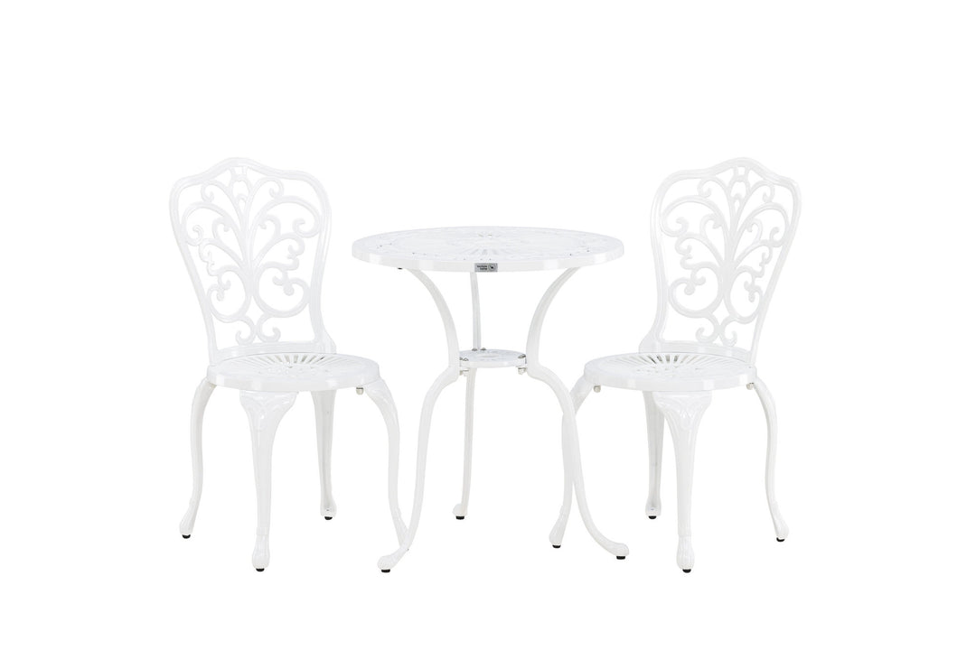 Venture Home Nandin Cafetset Aluminium - white / 2 chairs +  table ø60