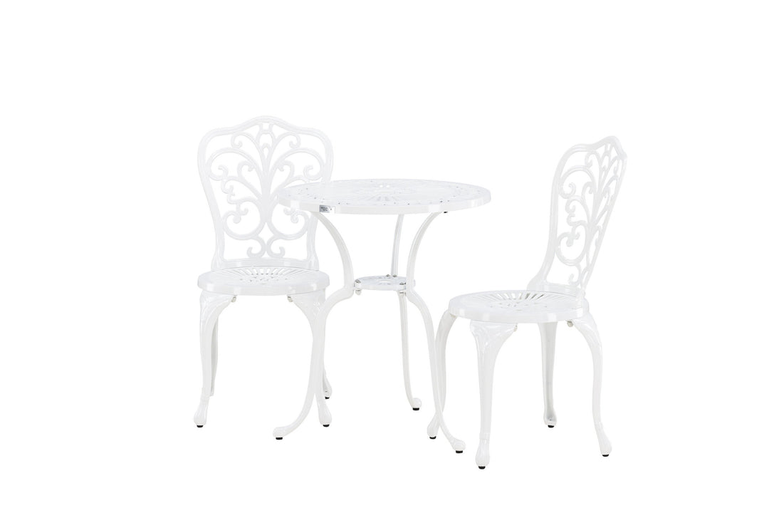 Venture Home Nandin Cafetset Aluminium - white / 2 chairs +  table ø60