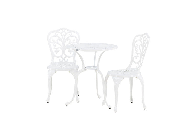 Venture Home Nandin Cafetset Aluminium - white / 2 chairs +  table ø60