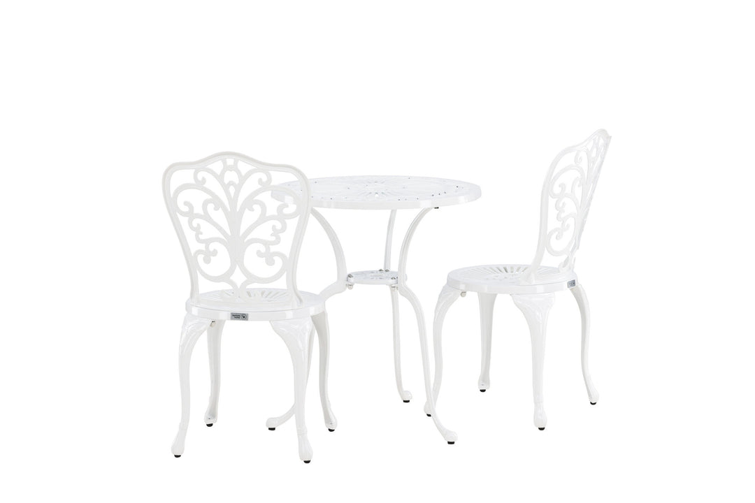 Venture Home Nandin Cafetset Aluminium - white / 2 chairs +  table ø60