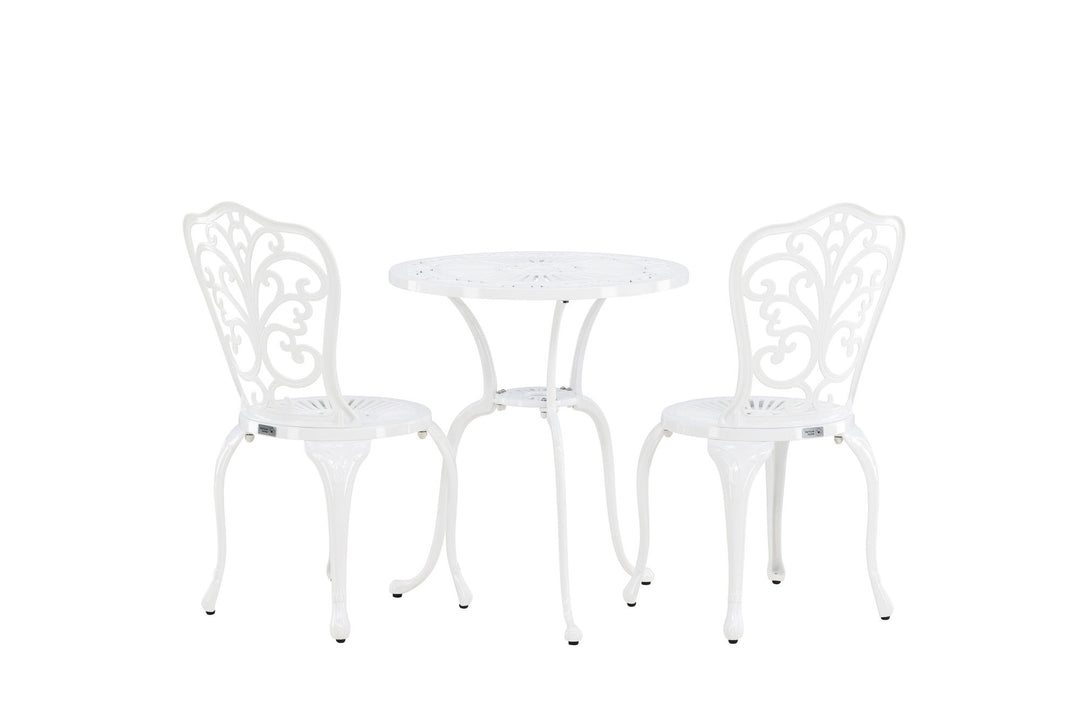 Venture Home Nandin Cafetset Aluminium - white / 2 chairs +  table ø60