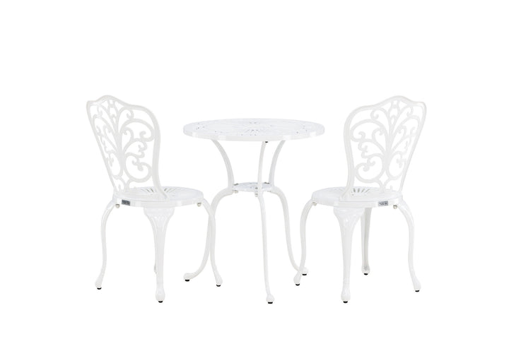 Venture Home Nandin Cafetset Aluminium - white / 2 chairs +  table ø60