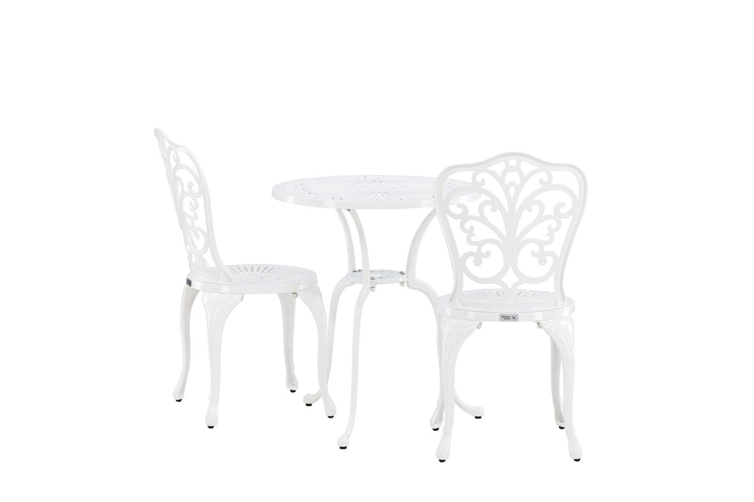 Venture Home Nandin Cafetset Aluminium - white / 2 chairs +  table ø60