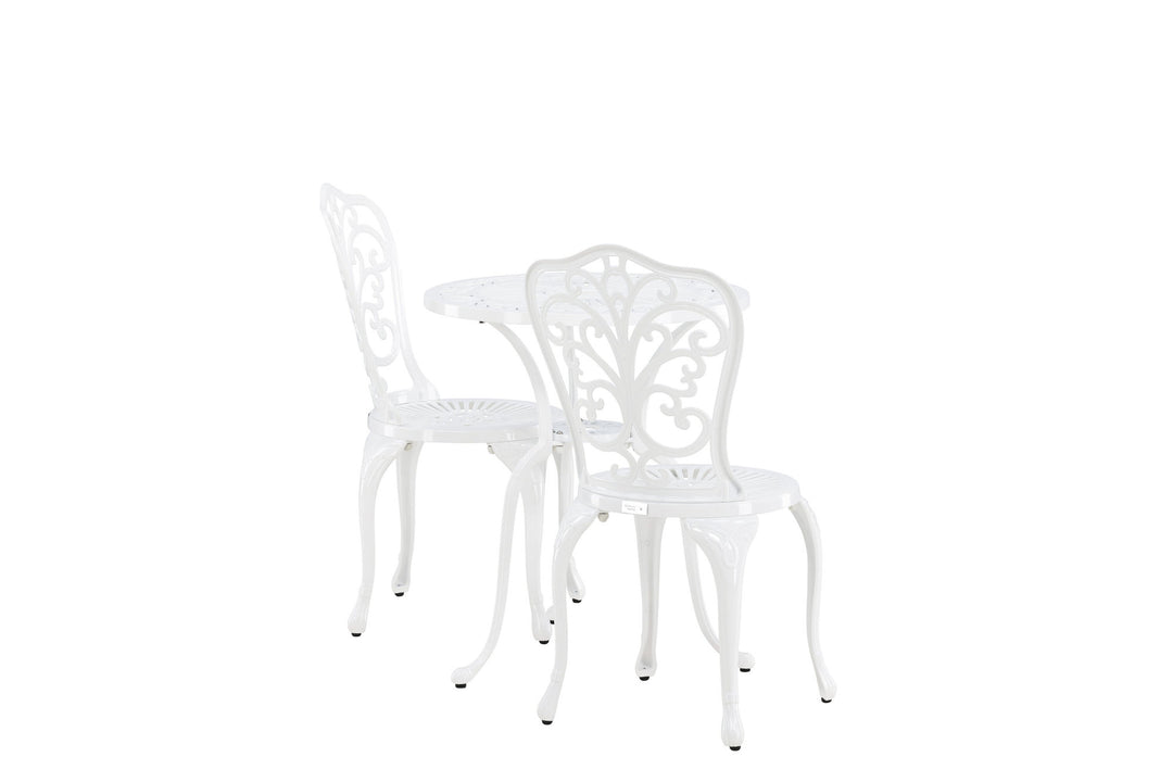 Venture Home Nandin Cafetset Aluminium - white / 2 chairs +  table ø60