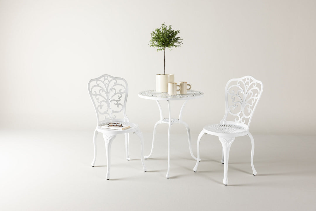 Venture Home Nandin Cafetset Aluminium - white / 2 chairs +  table ø60