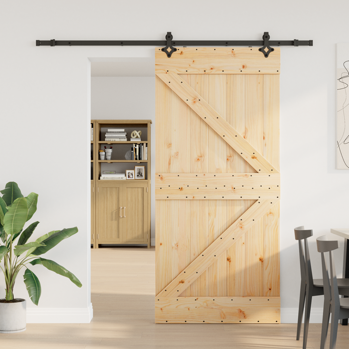 Skydedør NARVIK Naturfarvet og sort 80 x 210 cm (213,5 cm)