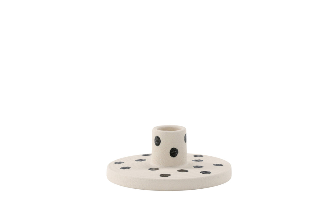 Venture Home Bette Candlestick - White/Black Dots - W12*H5cm