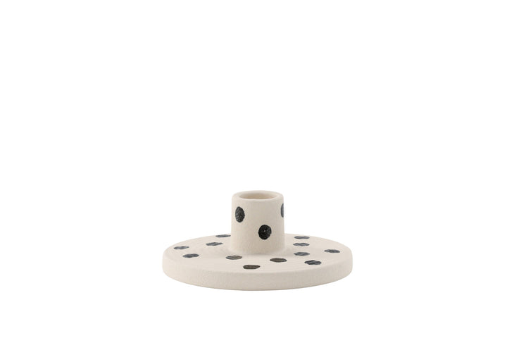 Venture Home Bette Candlestick - White/Black Dots - W12*H5cm