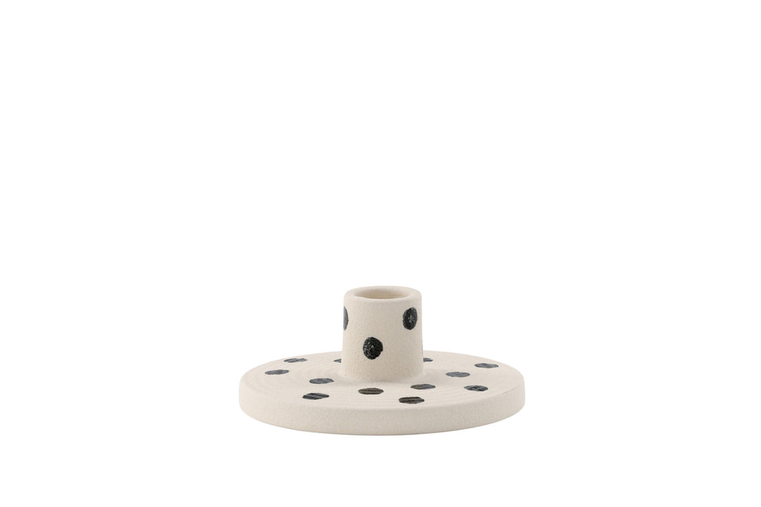 Venture Home Bette Candlestick - White/Black Dots - W12*H5cm
