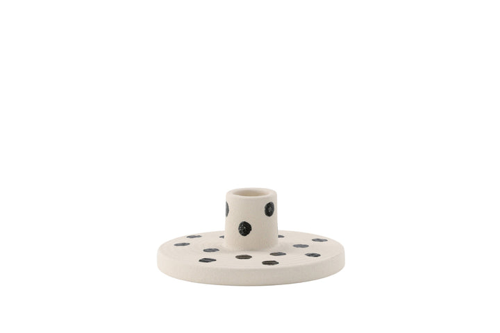 Venture Home Bette Candlestick - White/Black Dots - W12*H5cm