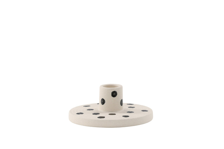 Venture Home Bette Candlestick - White/Black Dots - W12*H5cm