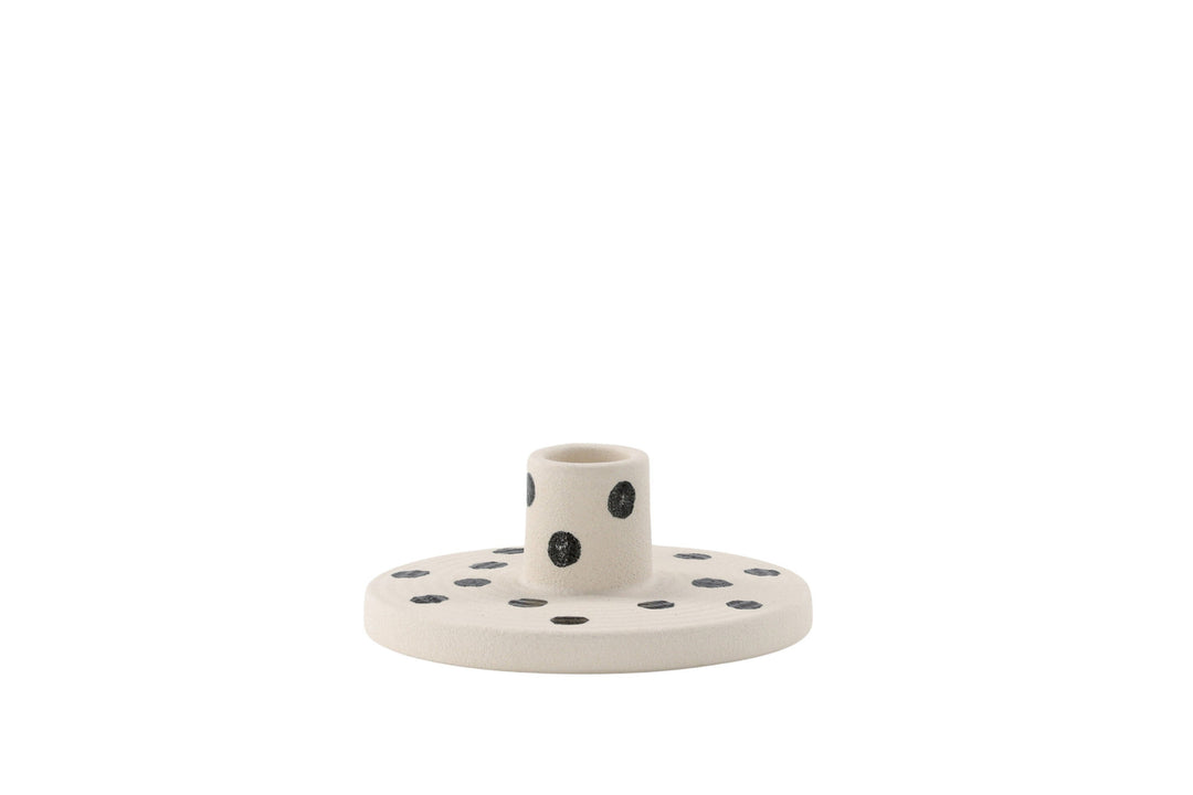 Venture Home Bette Candlestick - White/Black Dots - W12*H5cm