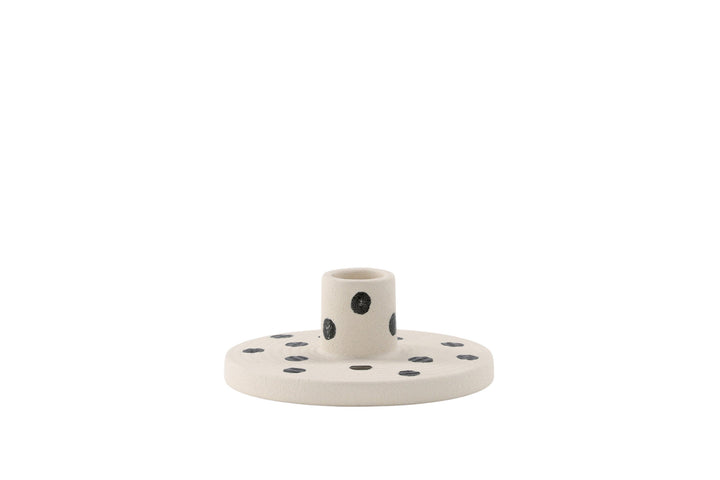 Venture Home Bette Candlestick - White/Black Dots - W12*H5cm