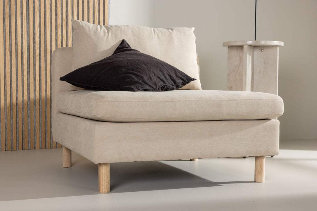 Venture Home Zero Single Sofa - Woodlook / Beige Fabric