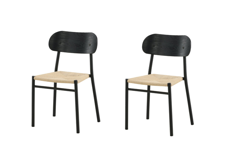 Venture Home Polly Steel Dining Chair 2-pack, K/D, Black back light seat
