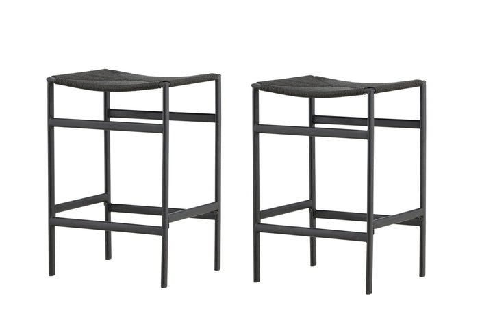 Venture Home Polly Bar Chair 2-pack - Black / Black Rope