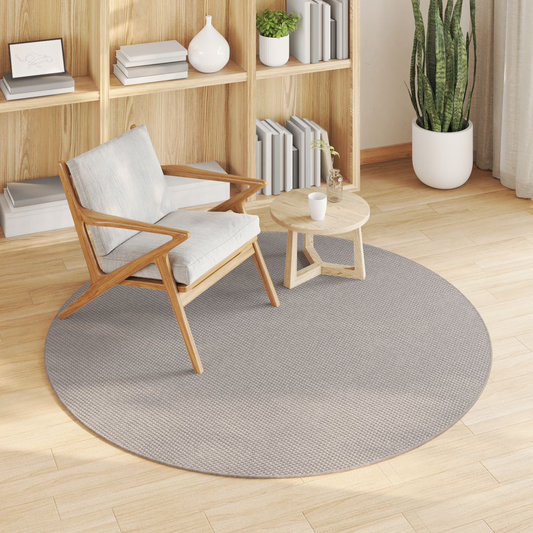 Områdetæpper Rund LUGO Creme og Taupe Ø 200 CM Polyester