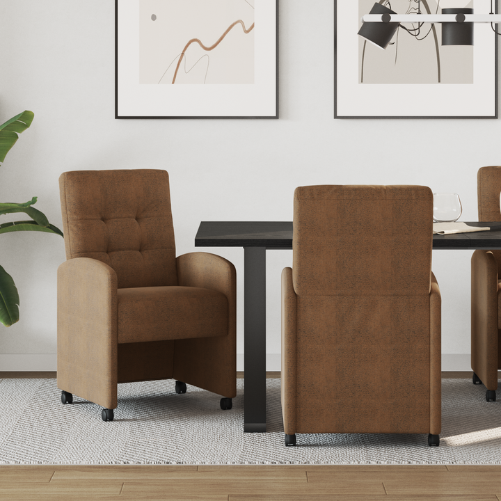 Spisebordsstole med hjul med hjul 2 pcs Brun 58 x 67 x 97 cm