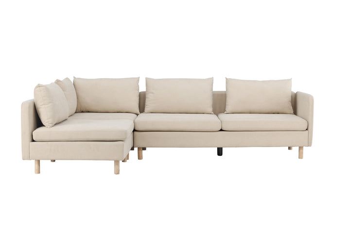 Venture Home Zero Corner Sofa - Woodlook / Beige Fabric